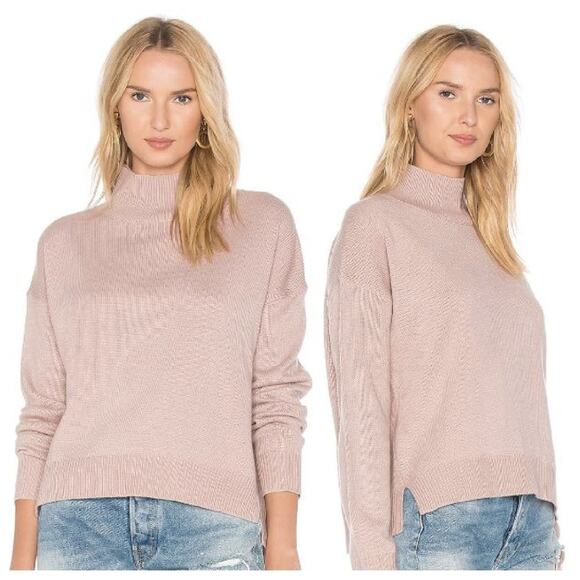 JOA Revolve Oversized Turtleneck Sweater Dusty Pink - Picture 5 of 9